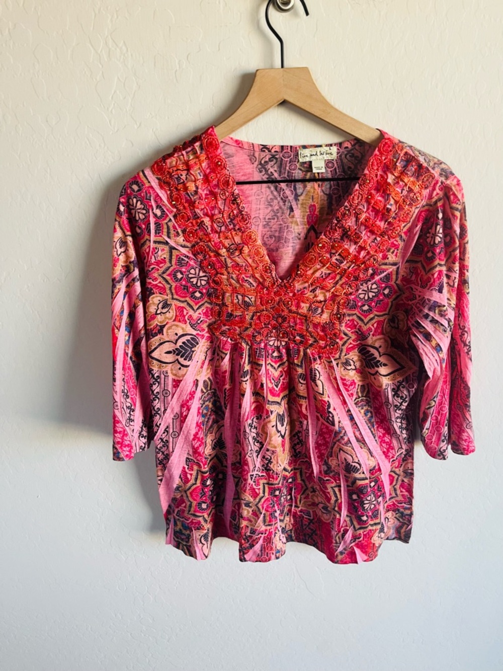 Live & Let Live Women’s Embellished Top Size L Multi Color 90s Y2K Fairy